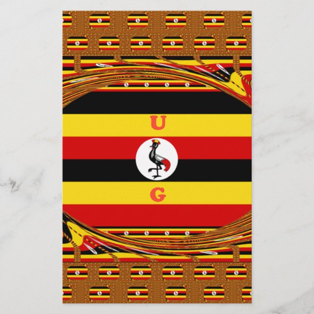 Vibrant Uganda Flag-Inspired Art Stationery (Front)