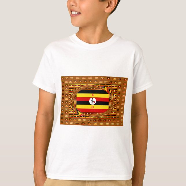 Vibrant Uganda Flag-Inspired Art T-Shirt (Front)