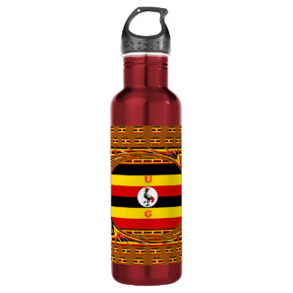 Vibrant Uganda Flag-Inspired Art Water Bottle
