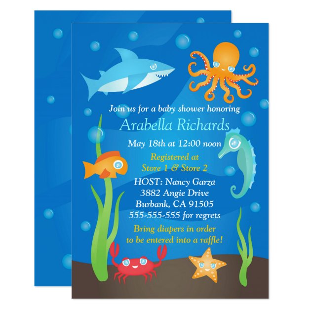 Vibrant Under The Sea Baby Shower Invitations