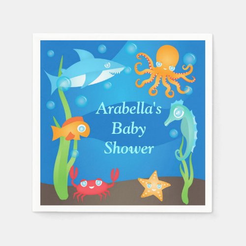 Vibrant Under the Sea Baby Shower Napkin