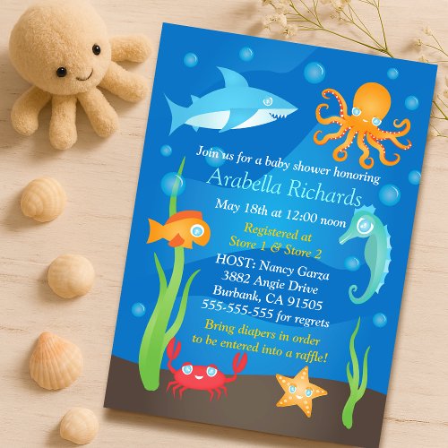 Vibrant Under the Sea Baby Shower Invitations