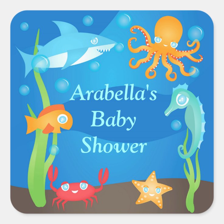 Vibrant Under the Sea Baby Shower Stickers Zazzle