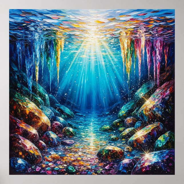 Vibrant Underwater Landscape With Shimmering Color Poster (Front)