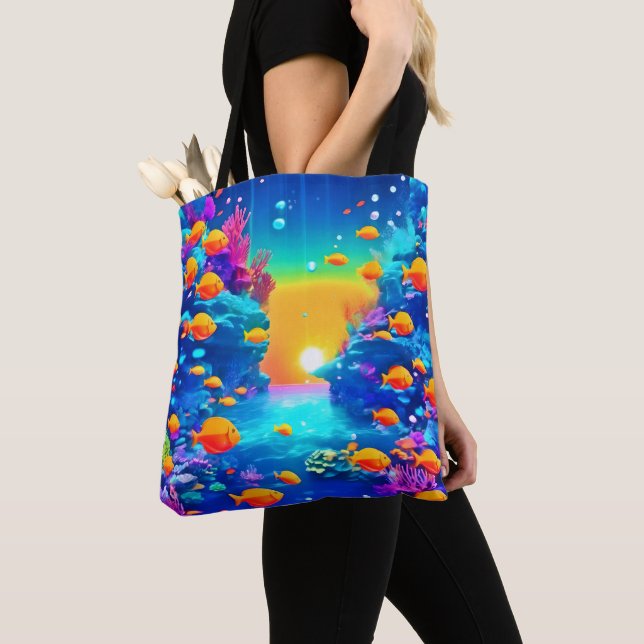 Vibrant Underwater Paradise Found Tote Bag (Close Up)