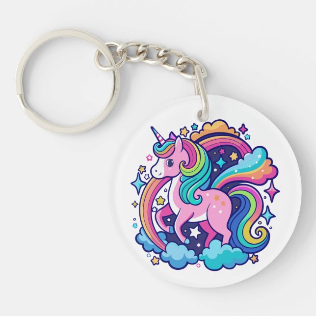 Vibrant Unicorn Fantasy Keychain (Front)