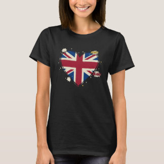 Vibrant Union Jack Heart London Pop Art Style T-Shirt