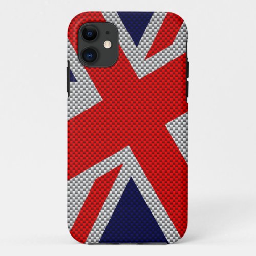 Vibrant Union Jack on Carbon Fiber Style Print iPhone 11 Case