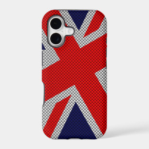 Vibrant Union Jack on Carbon Fiber Style Print iPhone 17 Case