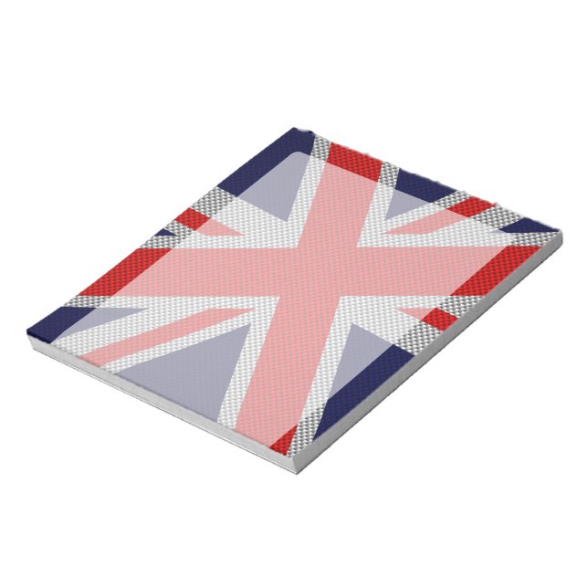 Vibrant Union Jack on Carbon Fiber Style Print Notepad (Rotated)