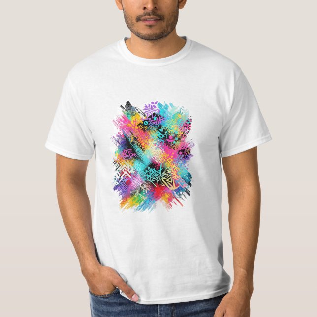 Vibrant Urban Art Splash T-Shirt (Front)