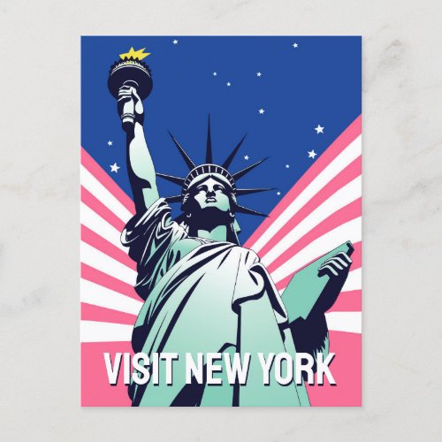 Vibrant USA Statue of Liberty _ Visit New York Postcard