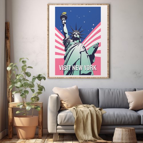 Vibrant USA Statue of Liberty _ Visit New York Poster