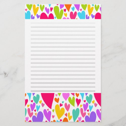 Vibrant Valentines hearts Stationery