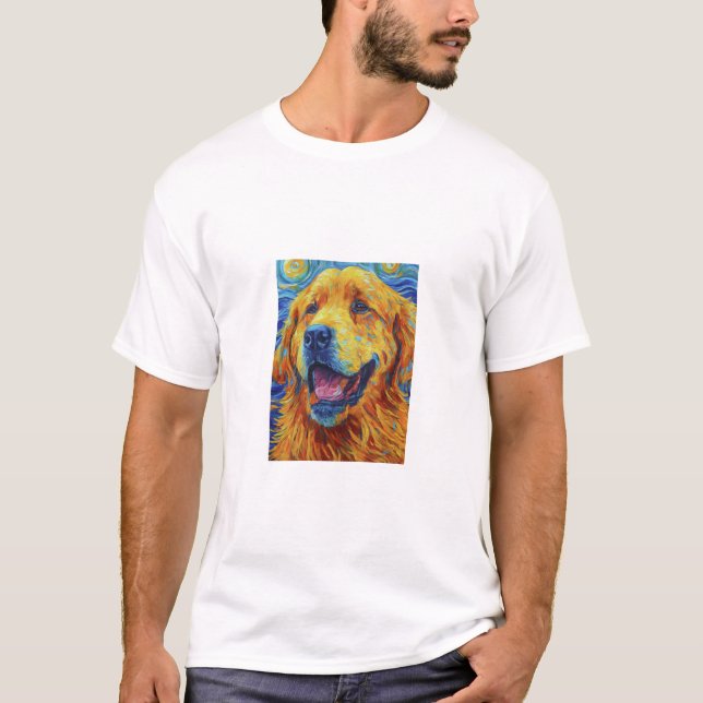 Vibrant Van Gogh Inspired Dog Uni-sex T-Shirt (Front)