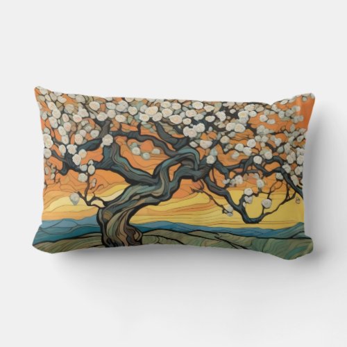 Vibrant Van Gogh_Inspired Landscape Lumbar Pillow