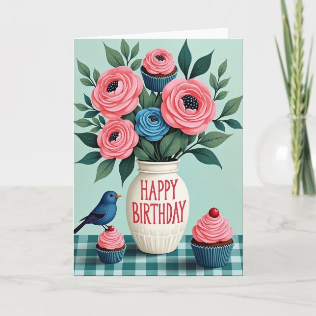 Vibrant Vase Birthday Card (Front)