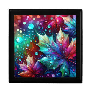 “Vibrant Veins: Abstract Leaves" Keepsake Jewelry Gift Box