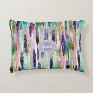 Vibrant Vertical Brushstroke Pattern (1) Accent Pillow