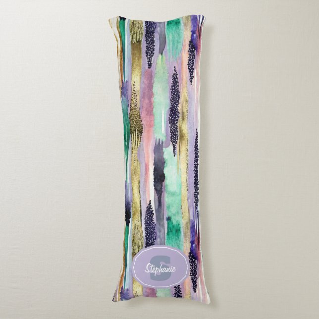 Vibrant Vertical Brushstroke Pattern (1) Body Pillow (Front Vertical)