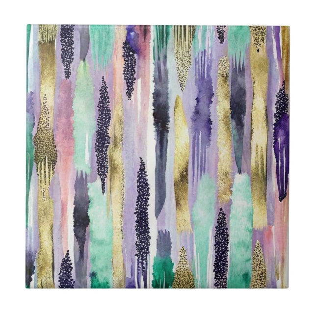 Vibrant Vertical Brushstroke Pattern (1) Ceramic Tile (Front)