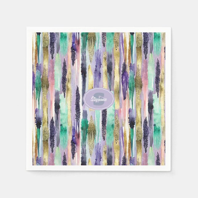 Vibrant Vertical Brushstroke Pattern (1) Napkins (Front)