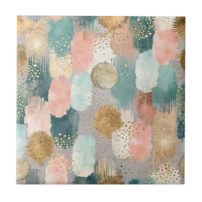 Vibrant Vertical Brushstroke Pattern (2) Ceramic Tile (Front)