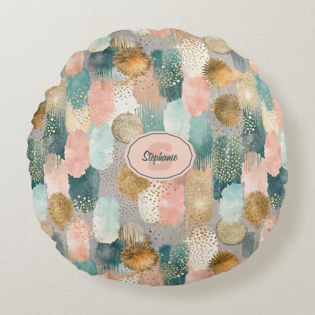 Vibrant Vertical Brushstroke Pattern (2) Round Pillow (Front)