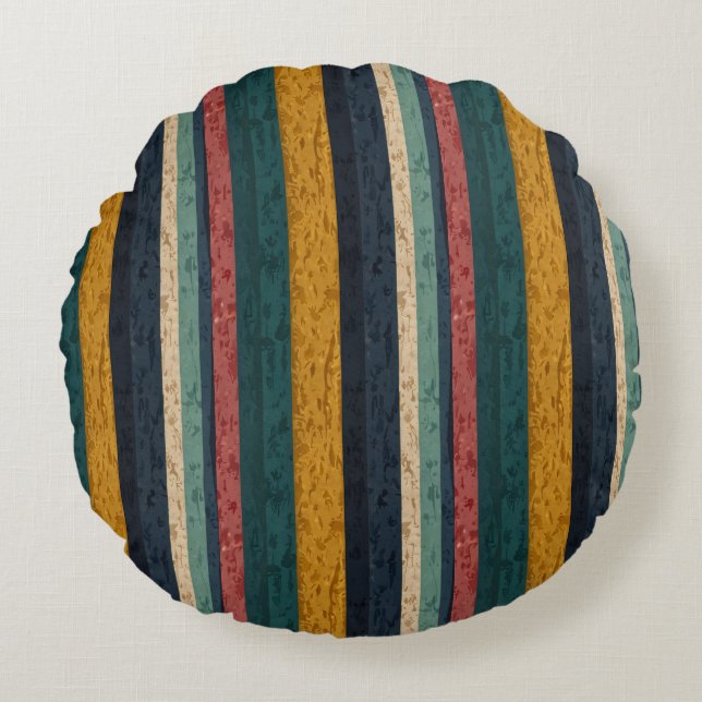 Vibrant Vertical Stripes Round Pillow (Front)