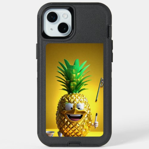 Vibrant Vibes Animated Pineapple DJ Sticker for  iPhone 15 Plus Case