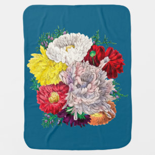 Vibrant Vintage Botanical Wildflower Bouquet Baby Blanket