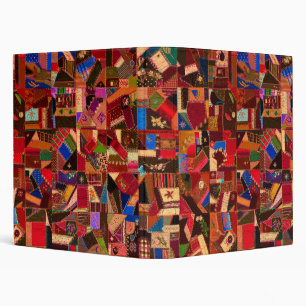 Vibrant Vintage Crazy Quilt 3 Ring Binder