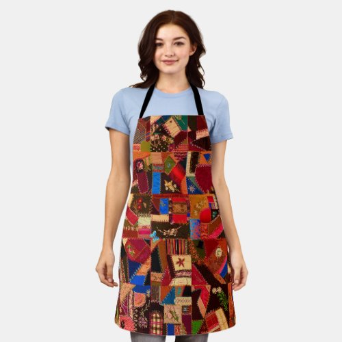 Vibrant Vintage Crazy Quilt Apron