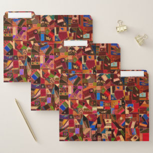 Vibrant Vintage Crazy Quilt File Folder