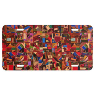 Vibrant Vintage Crazy Quilt License Plate