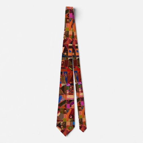 Vibrant Vintage Crazy Quilt Neck Tie