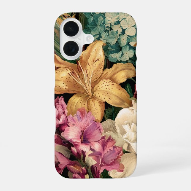 Vibrant Vintage Floral Arrangement iPhone Case (Back)