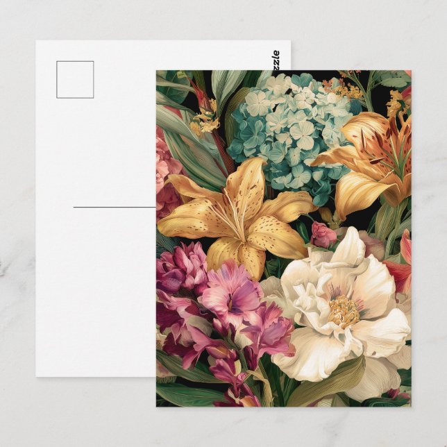 Vibrant Vintage Floral Arrangement Postcard (Front/Back)
