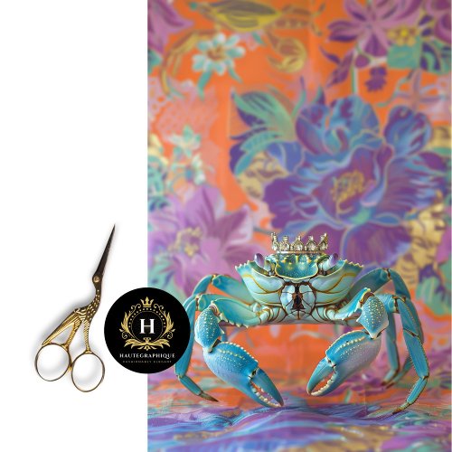 Vibrant Vintage Floral King Crab Decoupage Tissue Paper