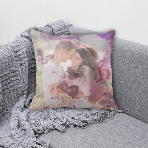 Vibrant Violet Garden Photo Overlay Throw Pillow