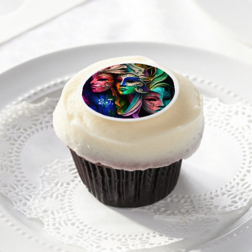 Vibrant Visions of Venetian Masks      Edible Frosting Rounds