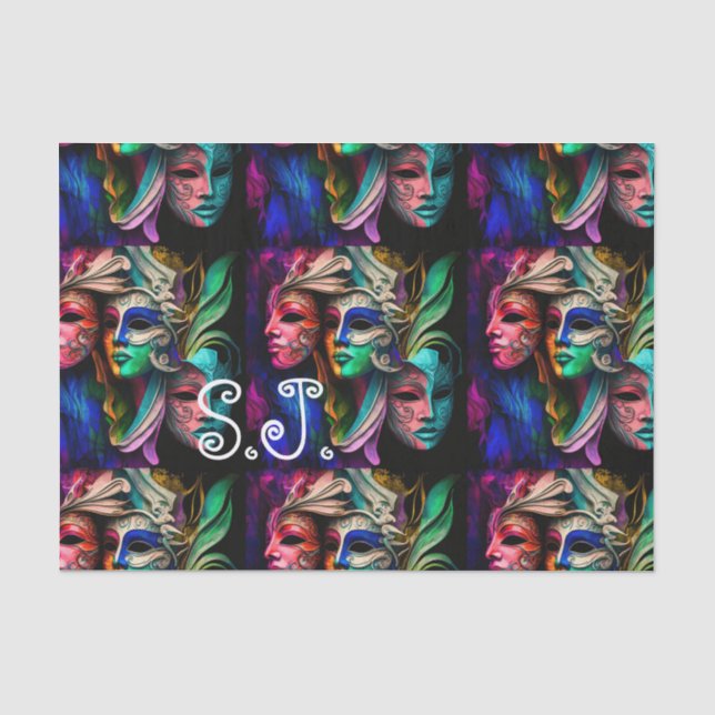 Vibrant Visions of Venetian Masks   Tissue Paper (Front)
