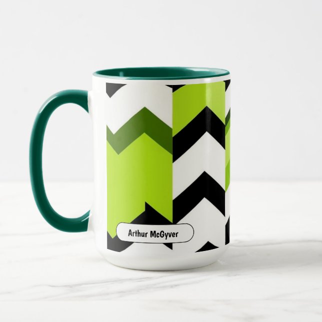 Vibrant Wasabi Chevron Modern Texture Mug (Left)