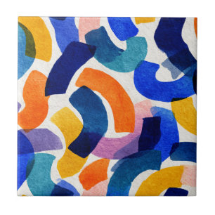 Vibrant Watercolor Abstract   Modern Artistic Ceramic Tile