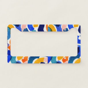 Vibrant Watercolor Abstract Modern Artistic License Plate Frame