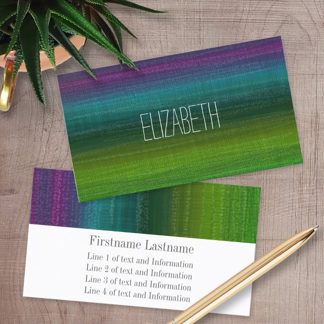 Vibrant Watercolor Abstract Stripes Custom Name Business Card (Custom Printed Business Cards)
