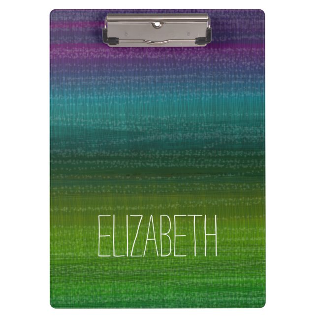 Vibrant Watercolor Abstract Stripes Custom Name Clipboard (Front)