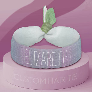 Vibrant Watercolor Abstract Stripes Custom Name Elastic Hair Tie