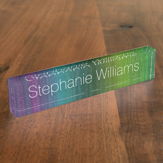 Vibrant Watercolor Abstract Stripes Custom Name Name Plate (Side)