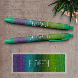 Vibrant Watercolor Abstract Stripes Custom Name Pen